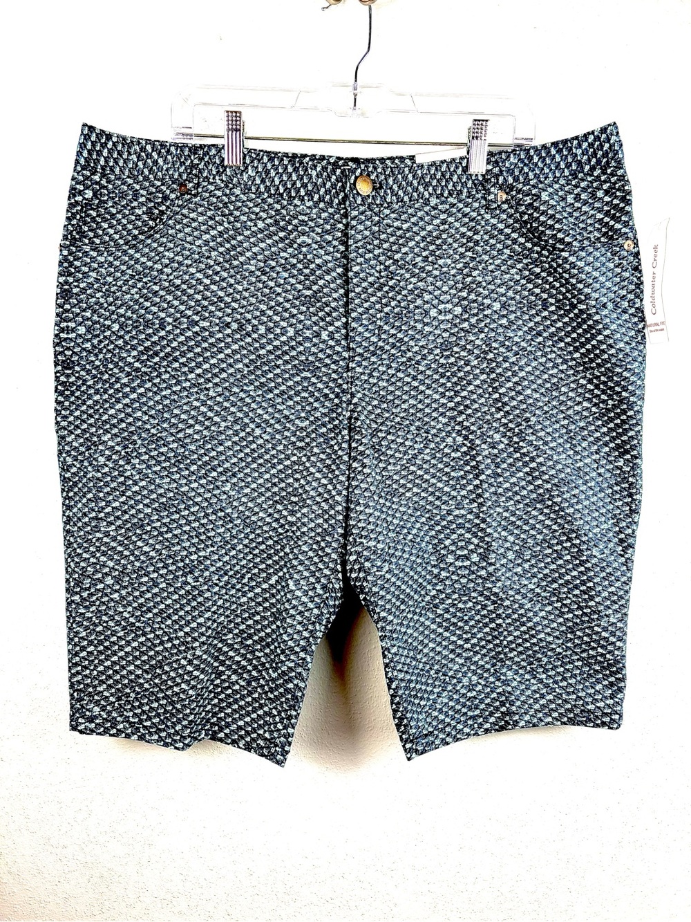 NWT Coldwater Creek Blue Geometric Natural Fit Shorts, Size 20